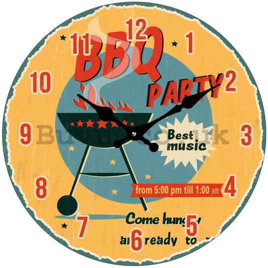 Glass wall clock - BBQ Party