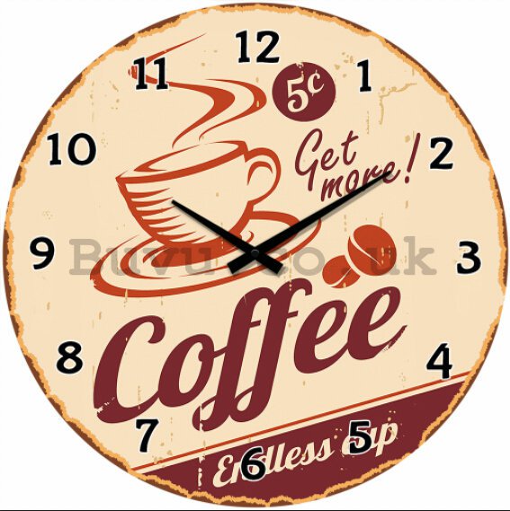 Glass wall clock - (Coffee Endless Cup)