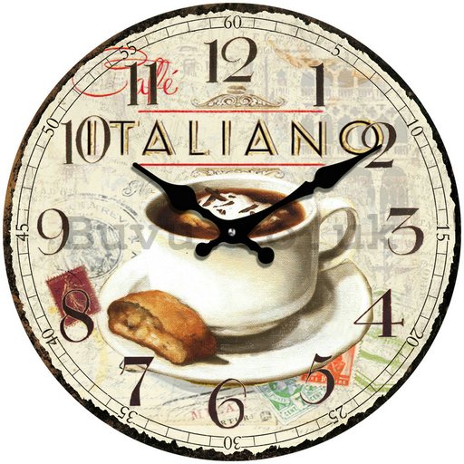 Glass wall clock - Cafe Italiano