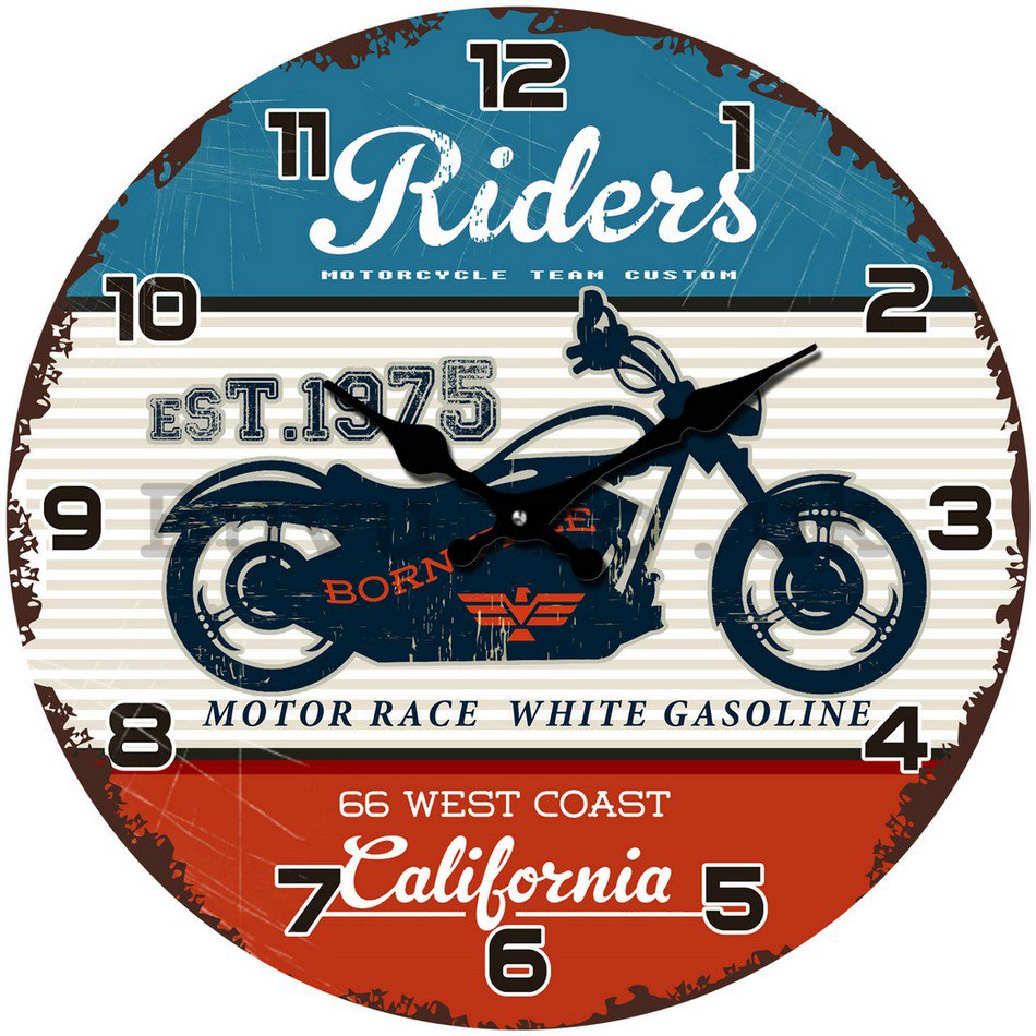 Glass wall clock - Riders (motorcycle team custom)