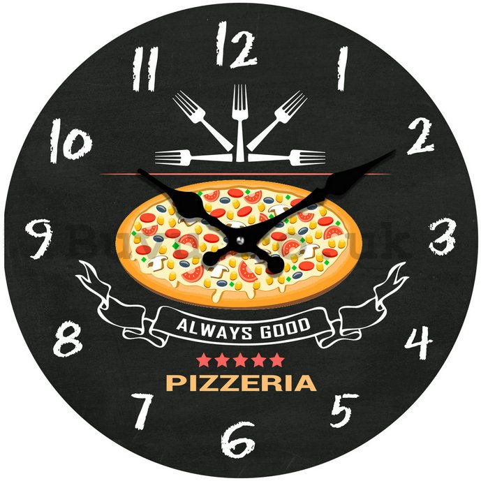 Glass wall clock - Always Good Pizzeria