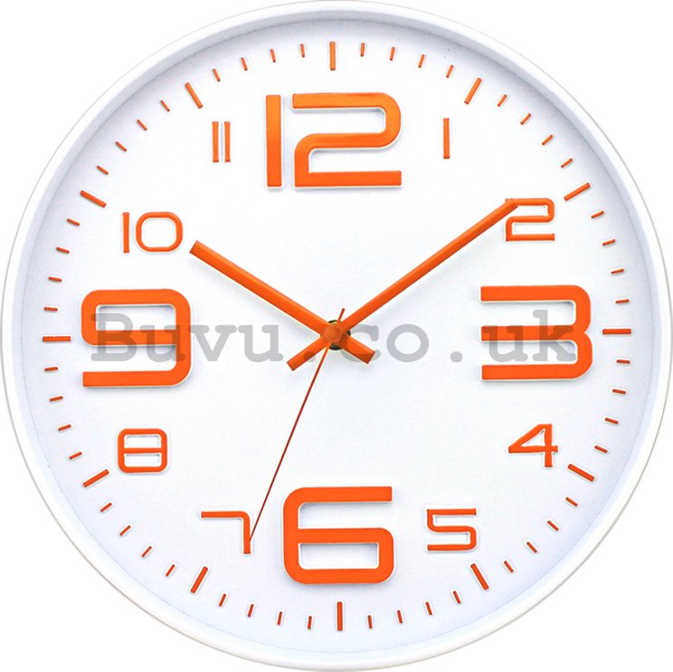 Wall clock: Orange numbers - 30 cm