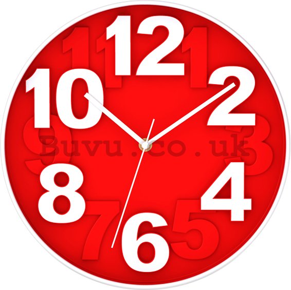 Wall clock: Red - 30 cm