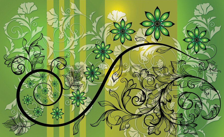 Wall Mural: Floral abstract (green) - 254x368 cm