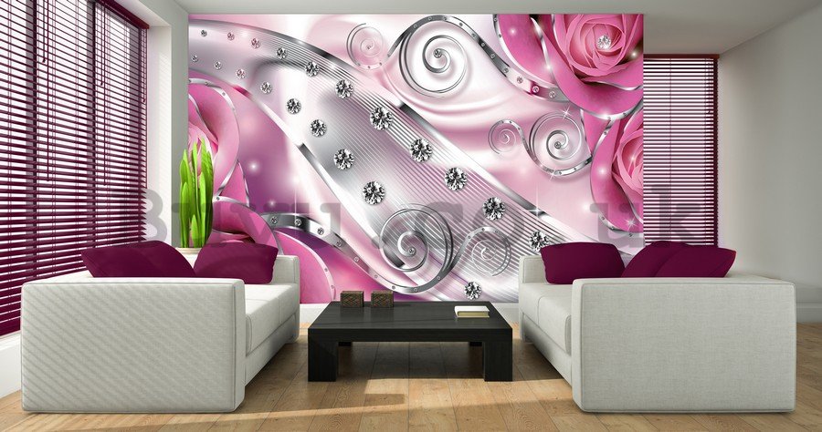 Wall Mural: Luxurious abstract (pink) - 184x254 cm