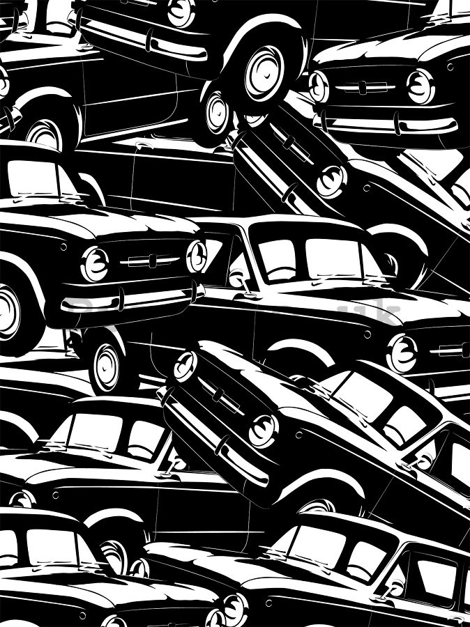 Wall Mural: Black and white cars (1) - 254x184 cm