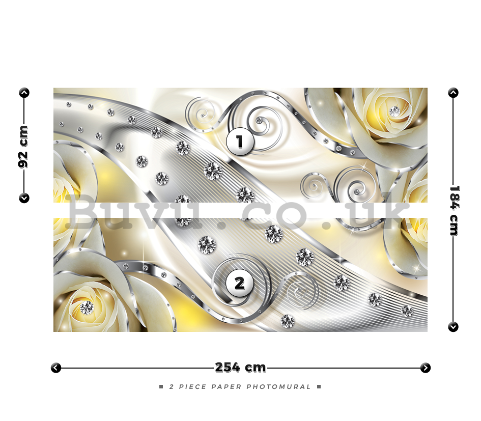 Wall Mural: Luxurious abstract (yellow) - 184x254 cm