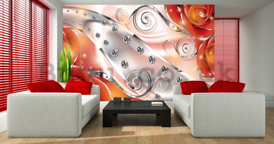 Wall Mural: Luxurious abstract (red) - 184x254 cm