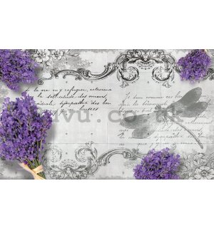 Wall Mural: Lavender and dragonfly - 184x254 cm