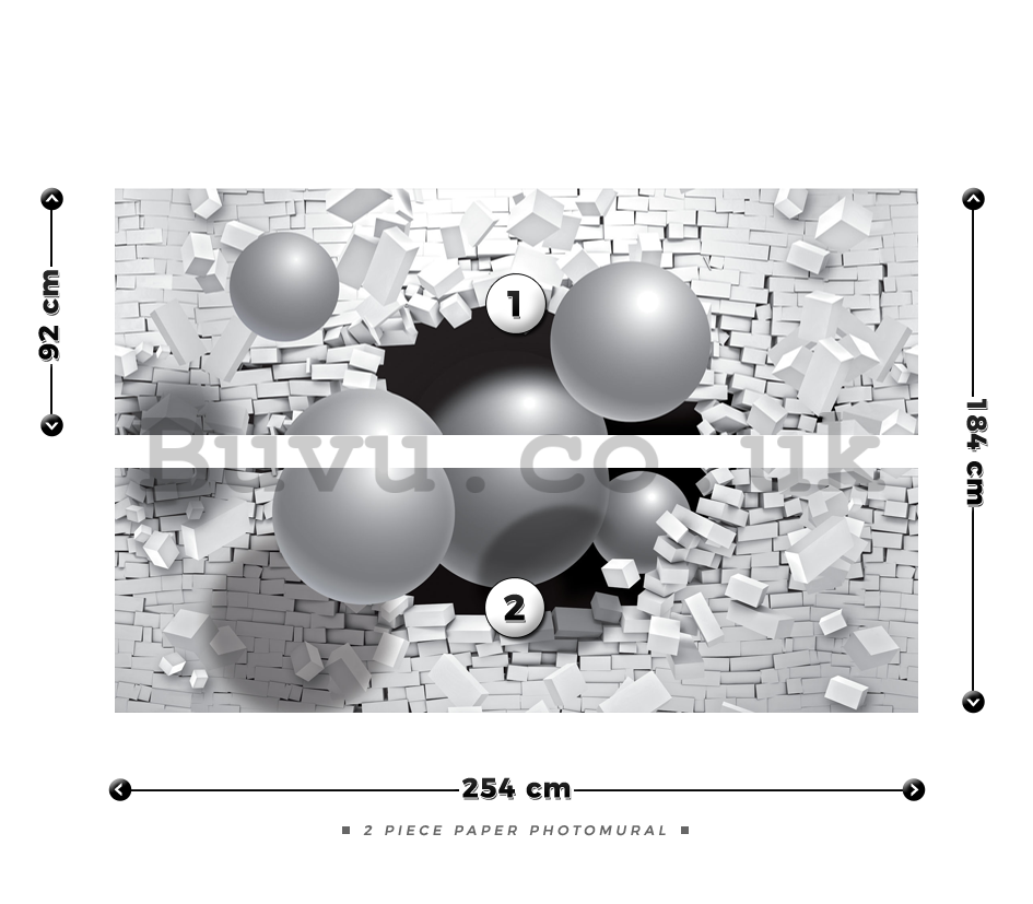 Wall Mural: Spheres in the wall - 184x254 cm