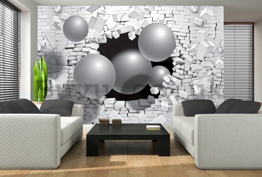Wall Mural: Spheres in the wall - 254x368 cm