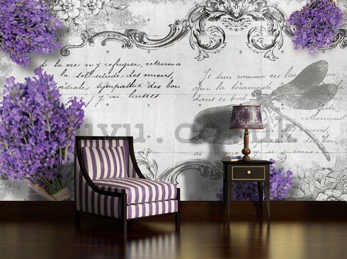 Wall Mural: Lavender and dragonfly - 254x368 cm