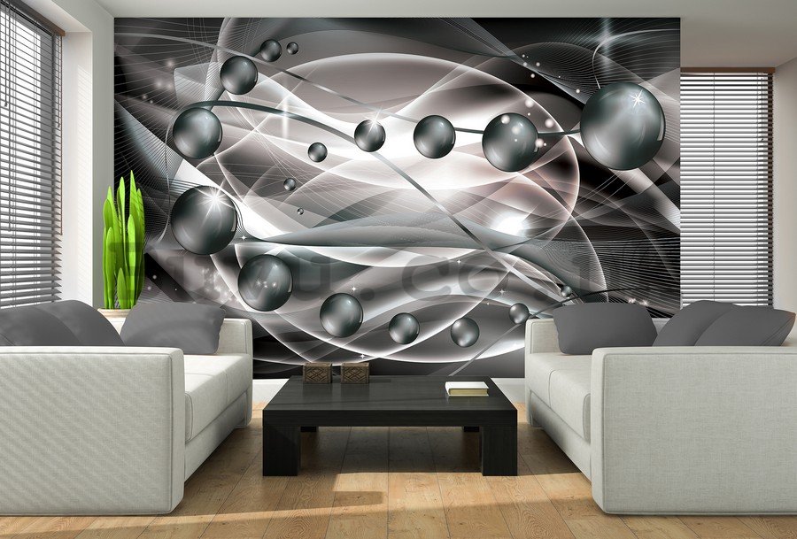 Wall Mural: Glossy abstract (grey) - 184x254 cm