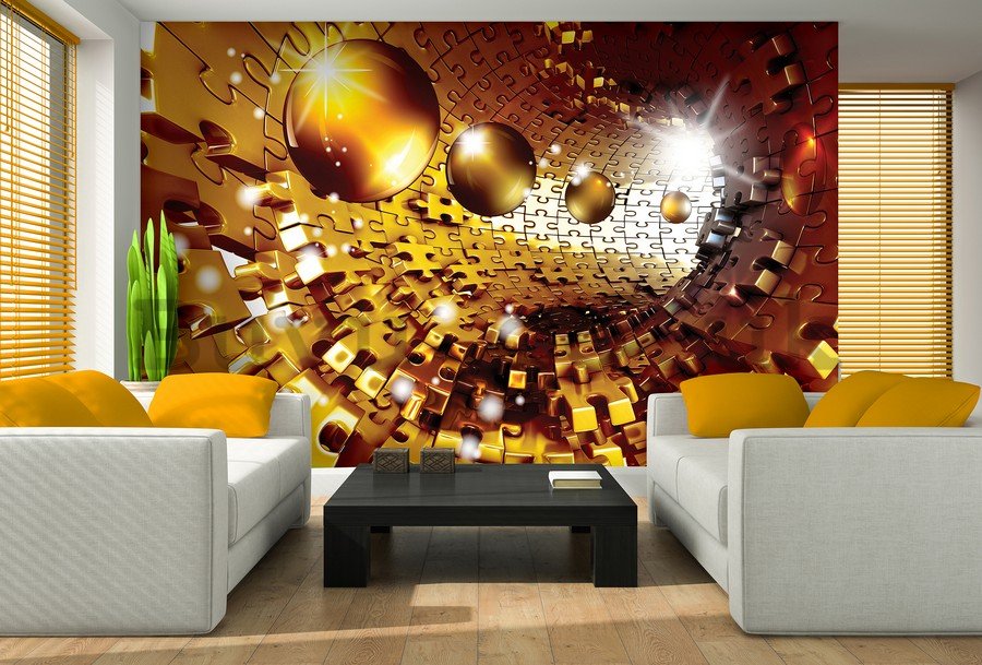 Wall Mural: Puzzle 3D tunnel (1) - 254x368 cm