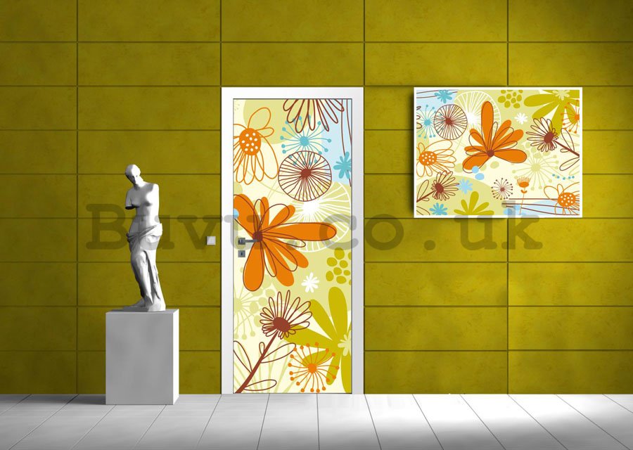 Wall Mural: Painted flowers - 211x91 cm