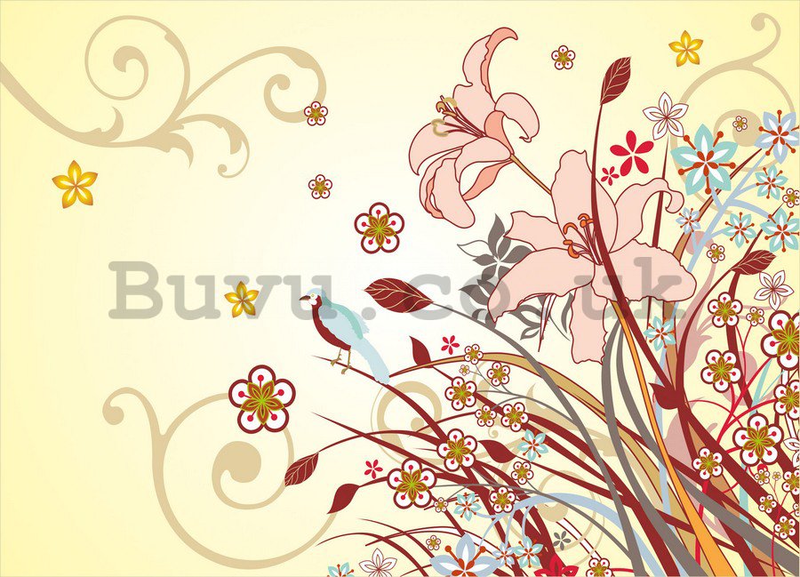Wall Mural: Painted flowers (2) - 254x368 cm