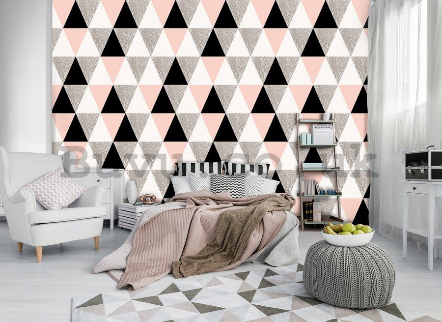 Wall Mural: Black and white triangles - 184x254 cm