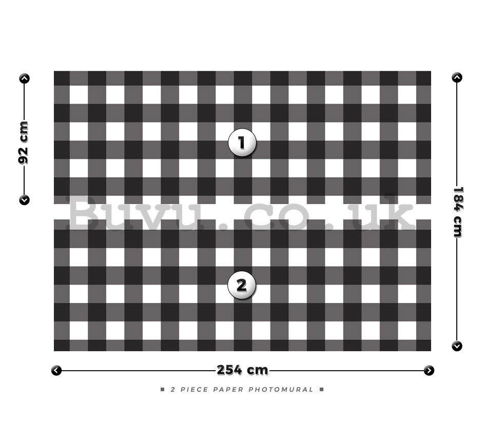 Wall Mural: Black and white squares - 184x254 cm
