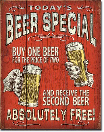 Metal sign - Today's Beer Special