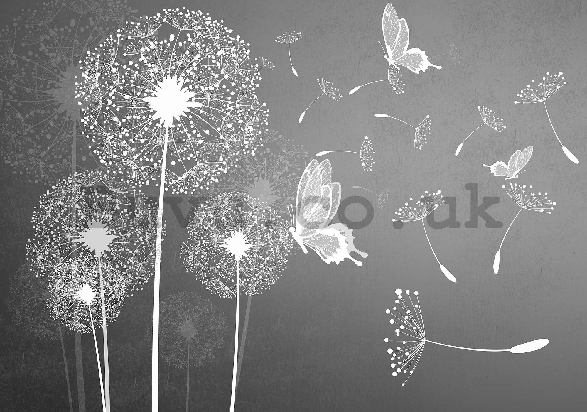 Wall Mural: Dandelions and butterflies - 254x368 cm