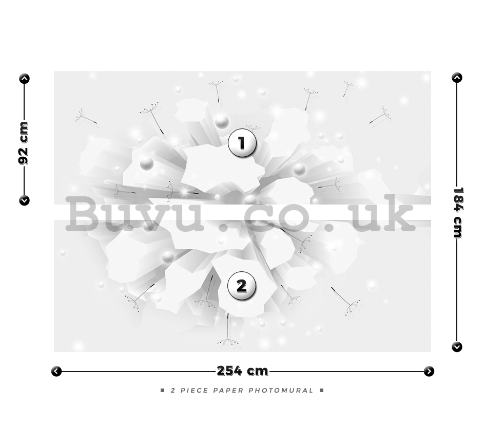 Wall Mural: White Abstraction (3) - 184x254 cm