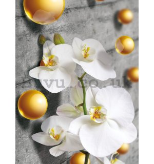 Wall Mural: Orchid and yellow marbles- 254x184 cm