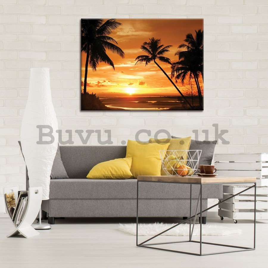 Painting on canvas: Sunset on the beach (2) - 75x100 cm