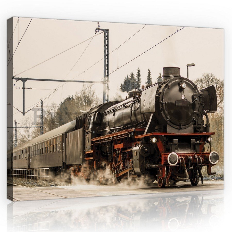 Painting on canvas: Steam locomotive (1) - 75x100 cm