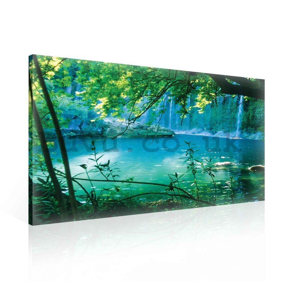 Painting on canvas: Lake and Waterfall - 75x100 cm
