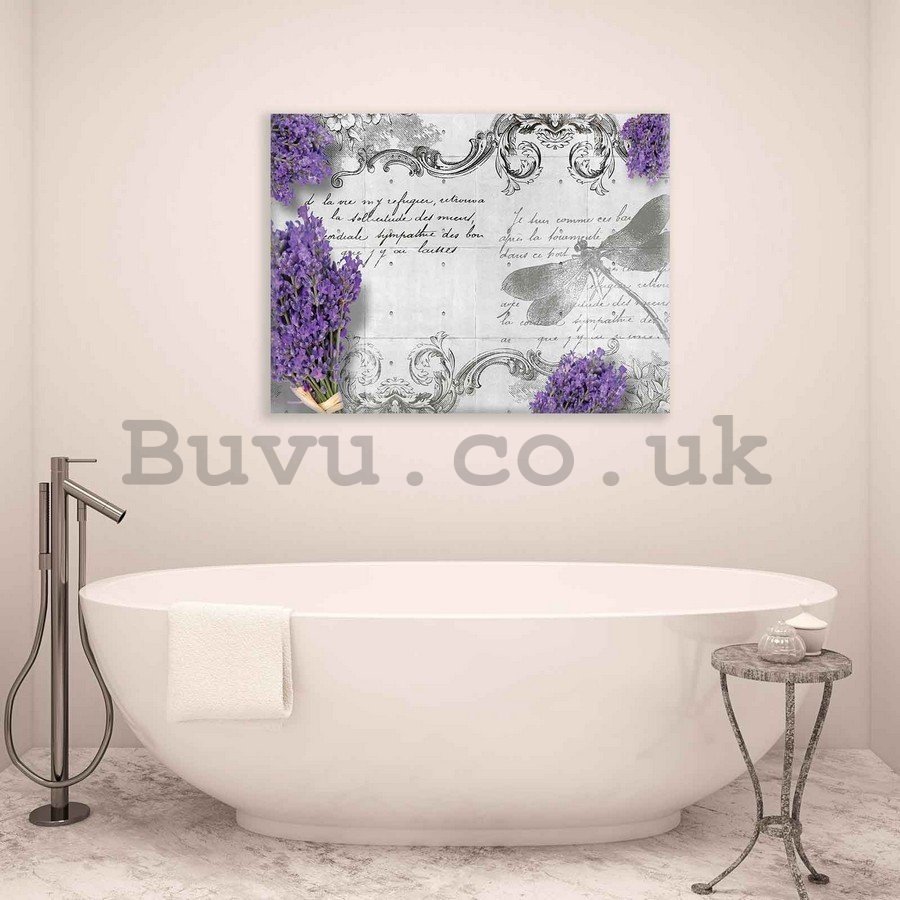 Painting on canvas: Lavender and Dragonfly - 75x100 cm