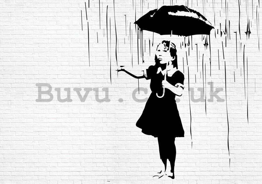 Painting on canvas: Girl in the rain (graffiti) - 75x100 cm