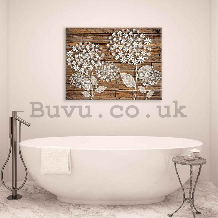 Painting on canvas: Flowers on Wood (2) - 75x100 cm