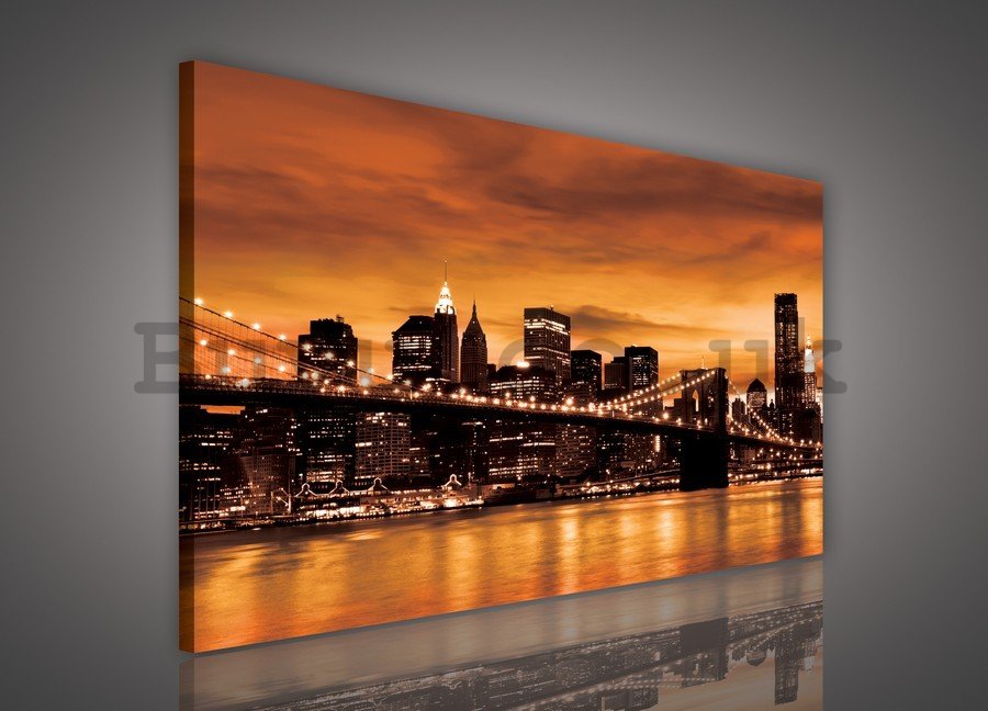 Painting on canvas: Brooklyn Bridge (orange) - 75x100 cm