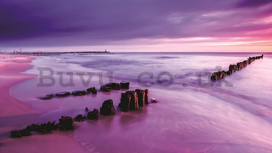 Painting on canvas: Purple sunset on the beach - 75x100 cm