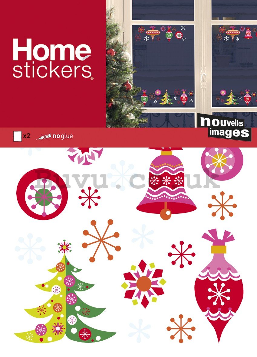 Christmas glass sticker - Colourful ornaments