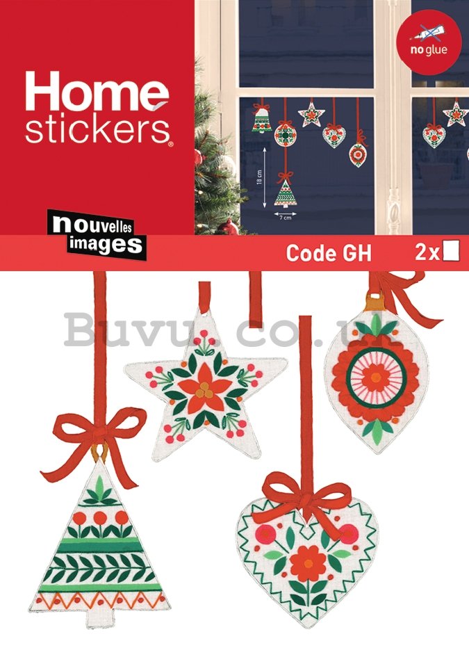 Christmas glass sticker - Traditional ornaments