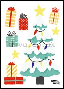 Christmas glass sticker - Santa and tree