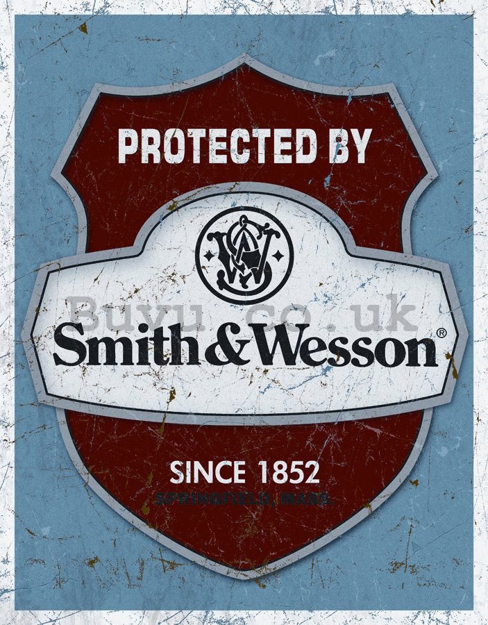 Metal sign - Protected by Smith & Wesson