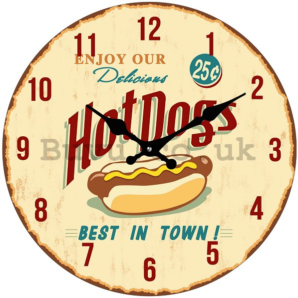 Glass wall clock - Hot Dogs