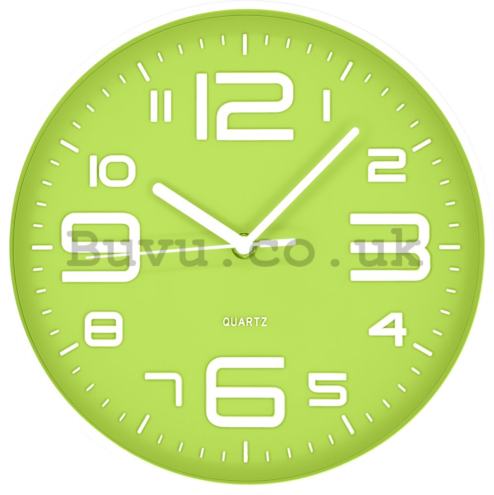 Wall clock: Green-white - 25 cm