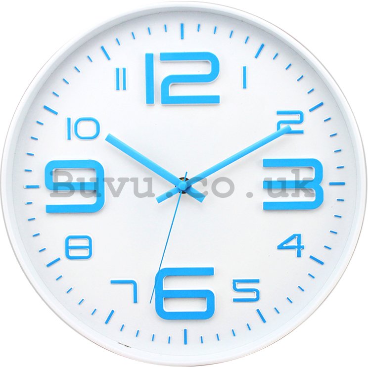 Wall clock: Turquoise numbers - 30 cm