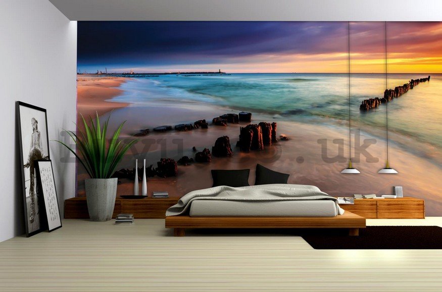 Wall Mural: Colourful beach sunset - 254x368 cm