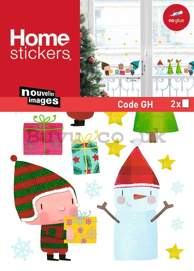 Christmas glass sticker - Elfs and gifts