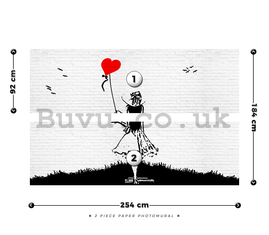 Wall Mural: A girl with balloon - 184x254 cm