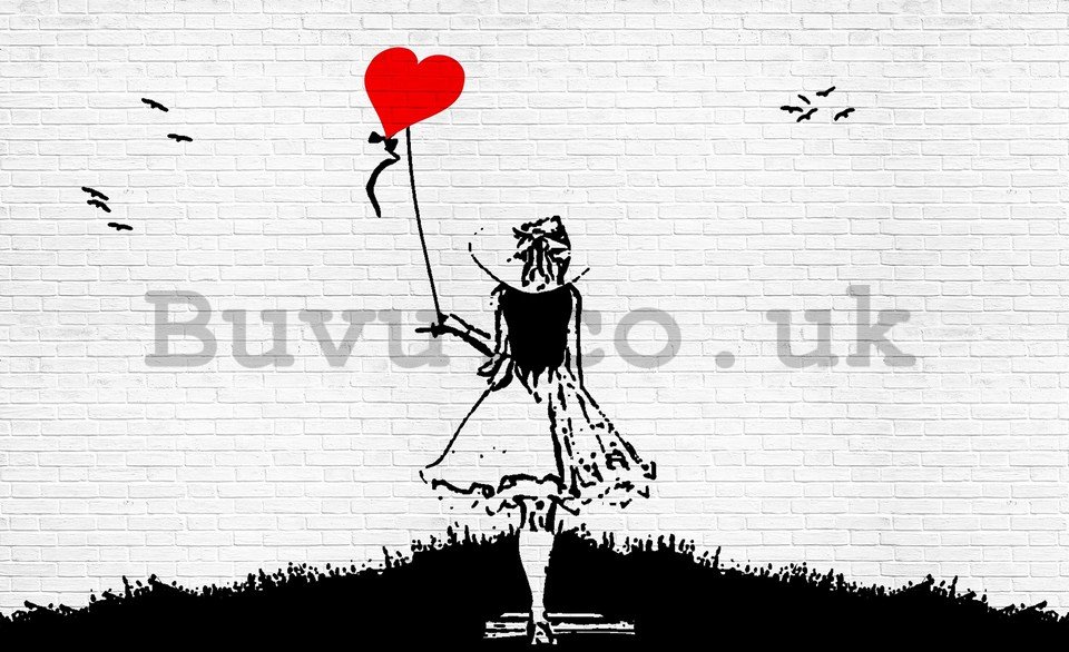 Wall Mural: A girl with balloon - 254x368 cm