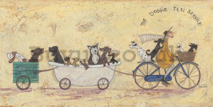 Painting on canvas: Sam Toft, The Doggie Taxi Service