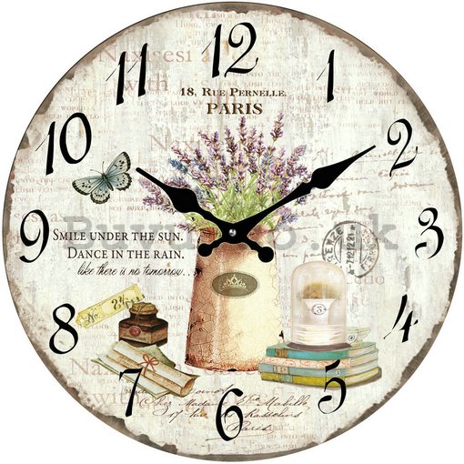 Glass wall clock - Still Life with Lavender