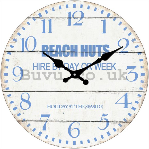 Glass wall clock - Beach Huts