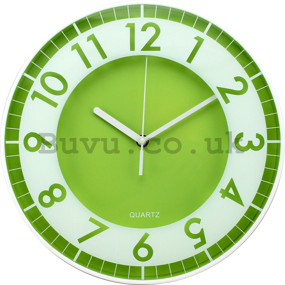 Wall clock: Modern (green-white) - 30 cm