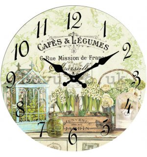 Glass wall clock - Cafés & Légumes (Marseille)